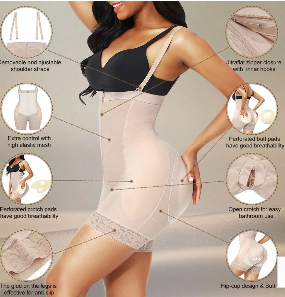 Removable padded Butt Hourglass Shapewear